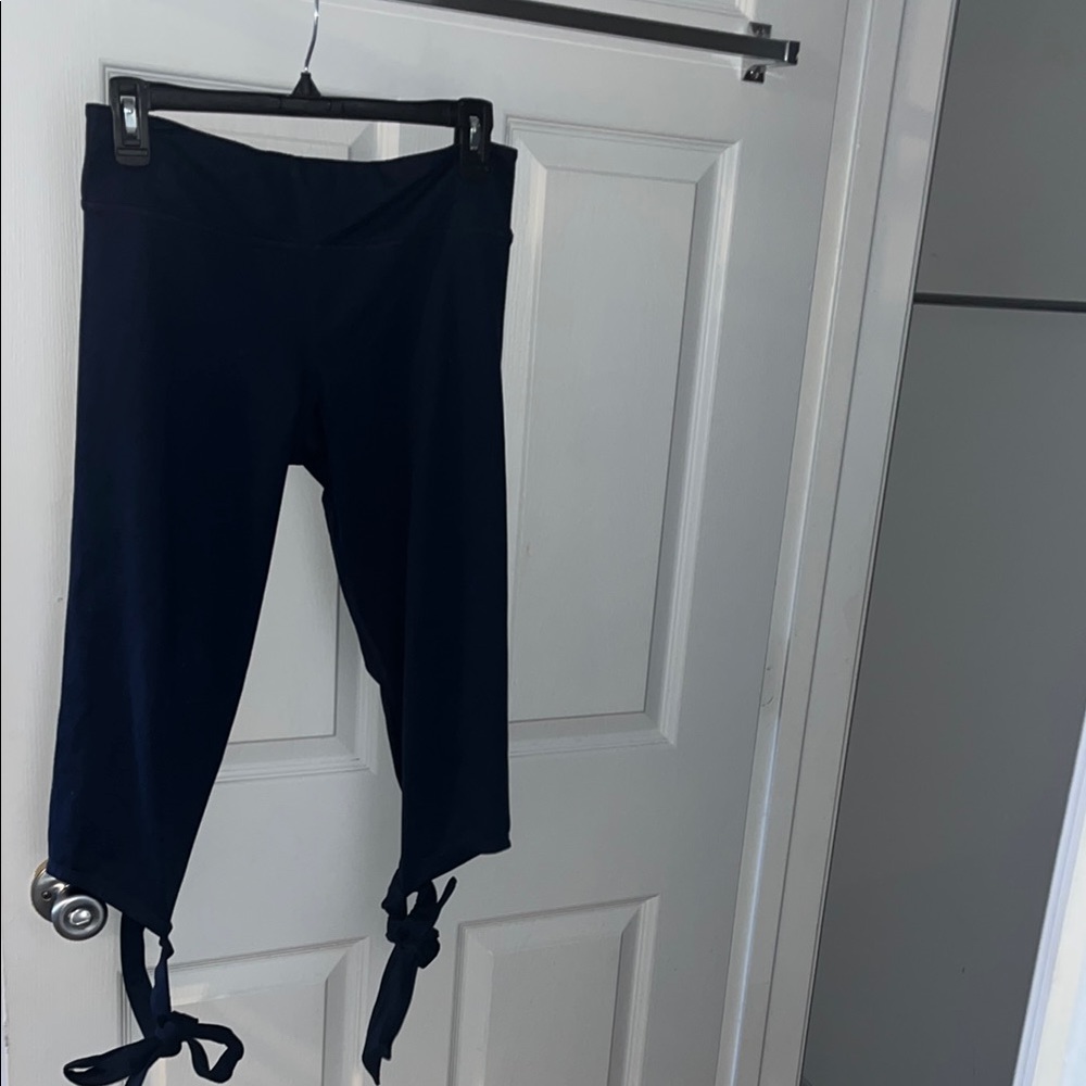 Navy Tie Hem Leggings